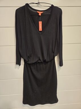 Joe Fresh Black Long-Sleeve V-Neck Blouson Dress